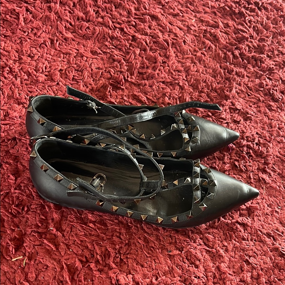 Valentino Studded Black Women's Flats